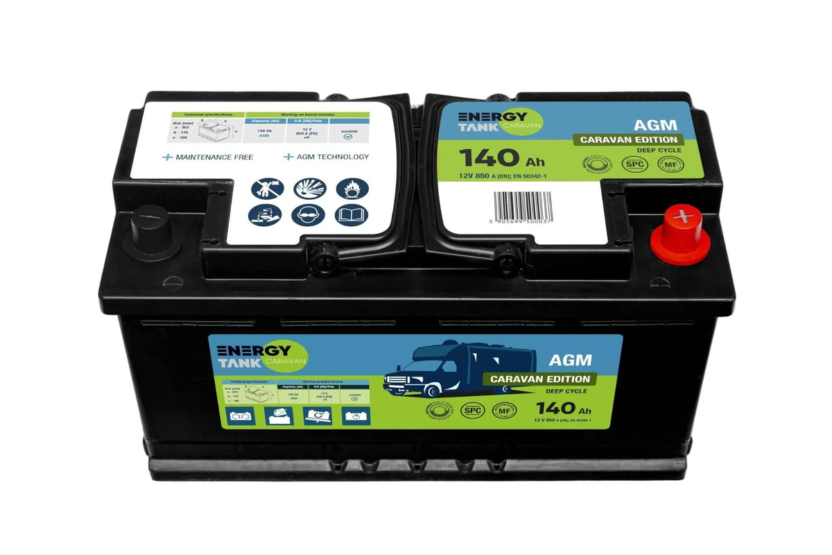 2026 12V battery AGM 140Ah Discharge Slow – Camping-Car, Boat and Car Battery – Without Maintenance, Protected against Vibrat