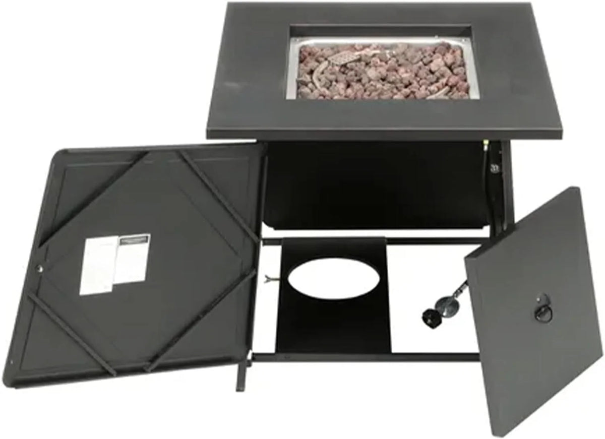 Four Seasons Patio Dual Heat 50,000 BTU Square Gas Fire Pit