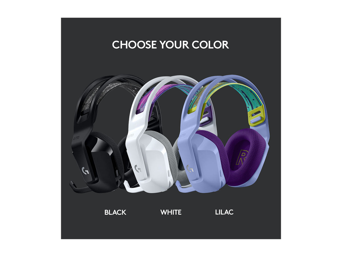 Logitech G733 Lightspeed Wireless Gaming Headset with Suspension Headband, Lightsync RGB, Blue VO!CE mic technology and PRO-G audio drivers - Black
