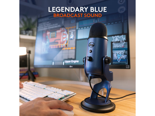 Blue Yeti USB Microphone for PC, Mac, Gaming, Recording, Streaming, Podcasting, Studio and Computer Condenser Mic with Blue VO!CE effects, 4 Pickup Patterns, Plug and Play – Midnight Blue