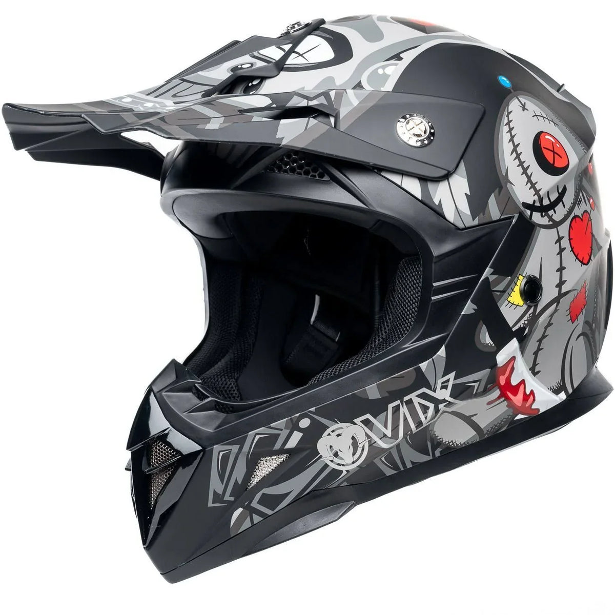 2026 Ovix Dirty Voodoo 2025 Motocross Helmet (Black/Gray/Red)