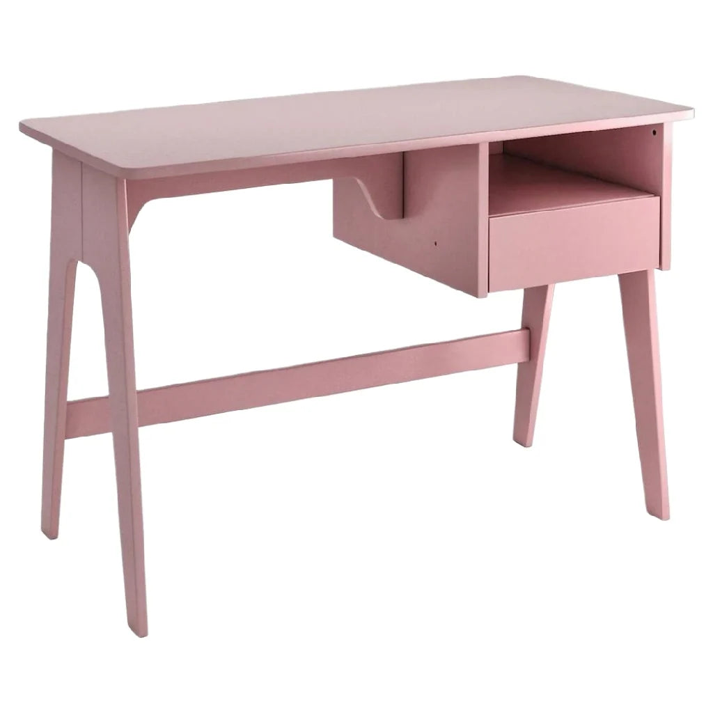 2026 Scandinavian pastel pink desk – sleek design with integrated drawer