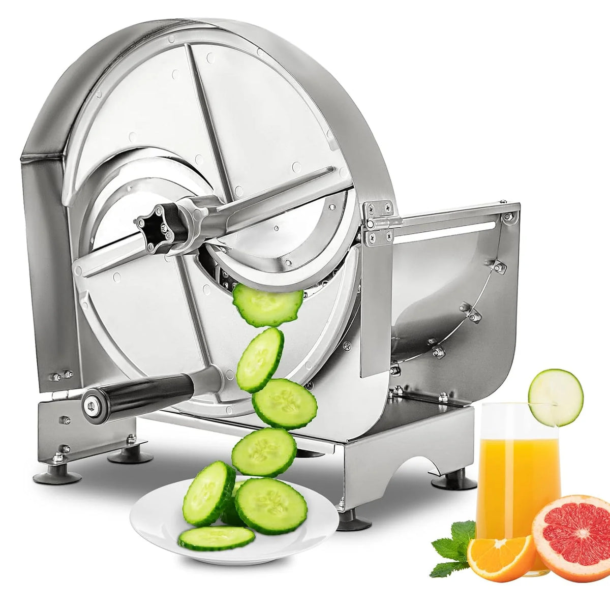 Stainless Steel Commercial Vegetable Slicer, Adjustable 0.2-12mm Thickness, Manual Multifunctional Slicer for Fruits & Vegetables