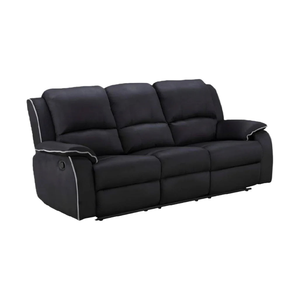 2026 3 seater sofa in black leather – manual tilt mechanism, superior comfort and contemporary design