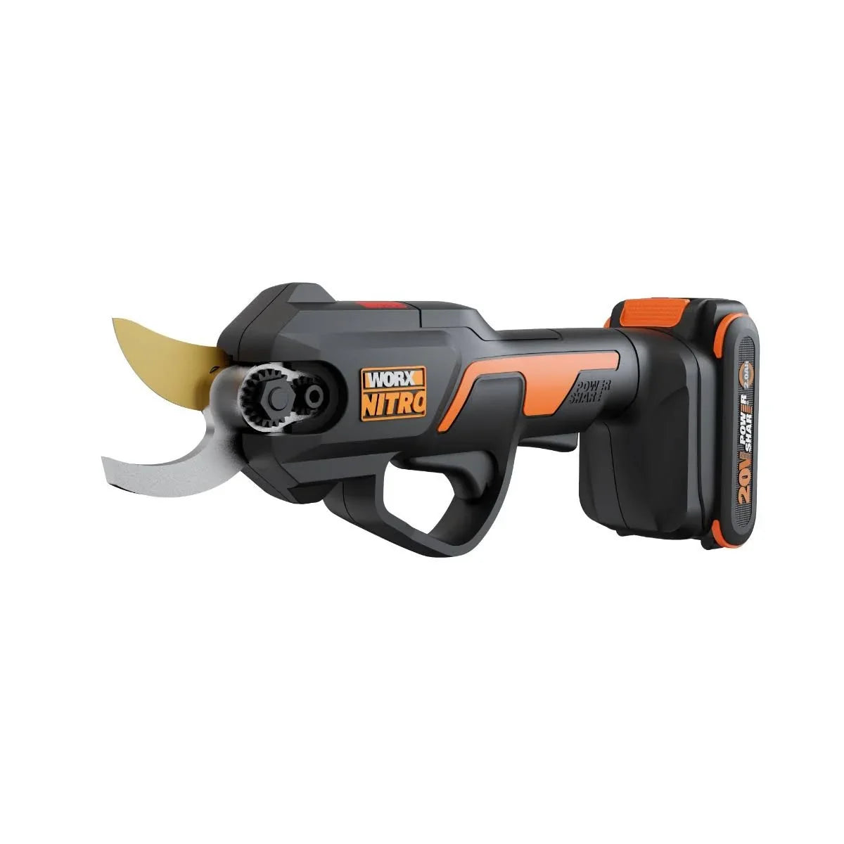 2026 Worx WG330 Nitro 20V Pruning Shears with Battery and Charger (Black/Orange/Silver)