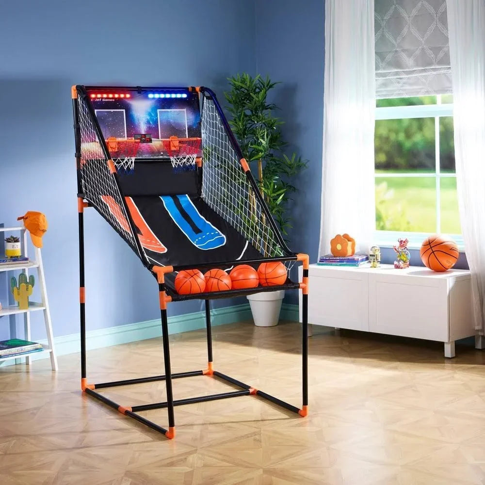 2026 Basketball Arcade Double Shot with LED Lights(Black/Orange/Blue)