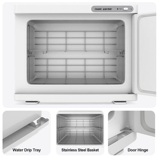 Towel Warmer Cabinet, 23L Large Hot Bath Towel Warmer Heating Use for Facial Spa, Hair Beauty, Salon Equipment and Home- White