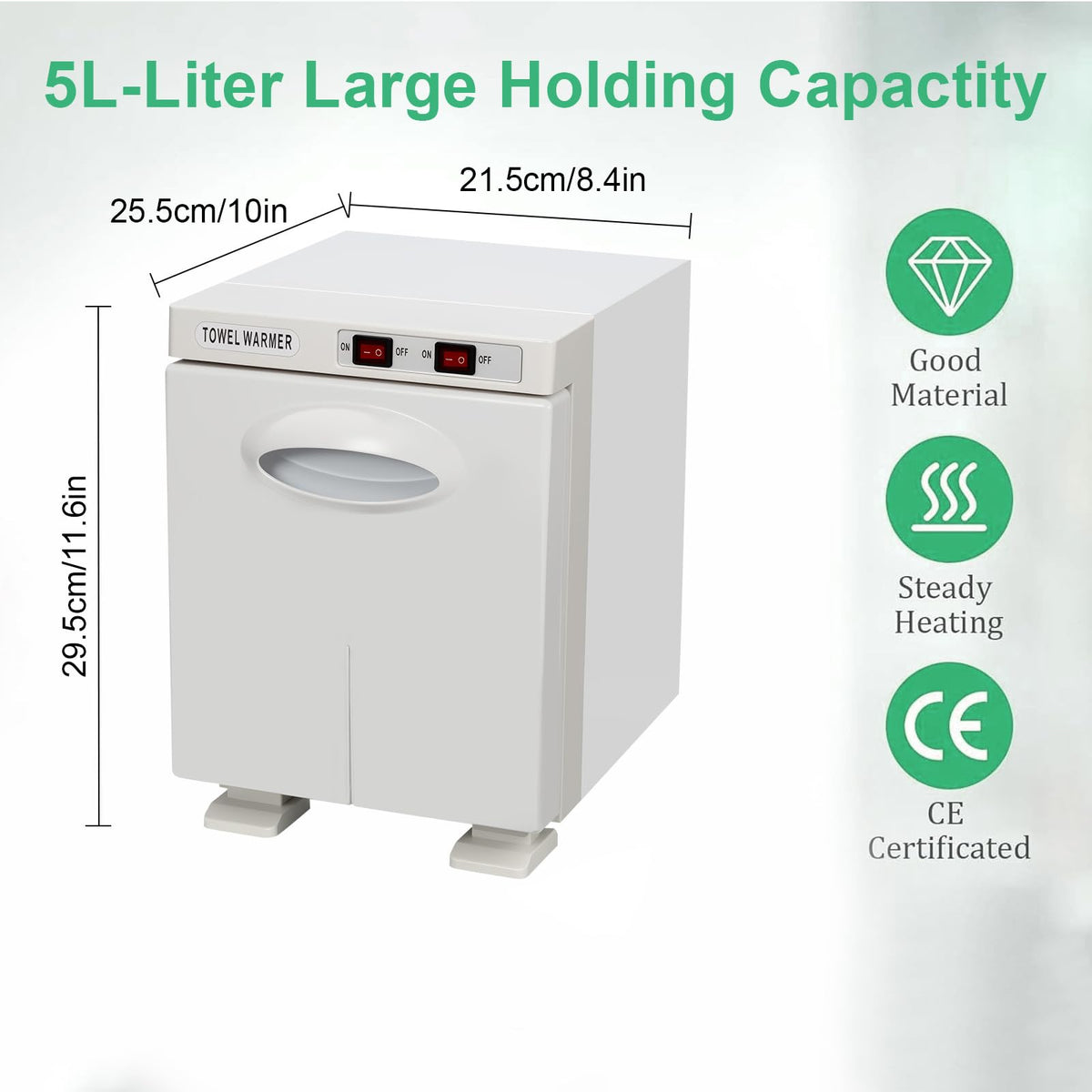 Hot Towel Cabinet 5L, Hot Towel Warmer Cabinet, Extra Large Capacity Heater for Spa, Massage, Salon, Home Use (White 5L)