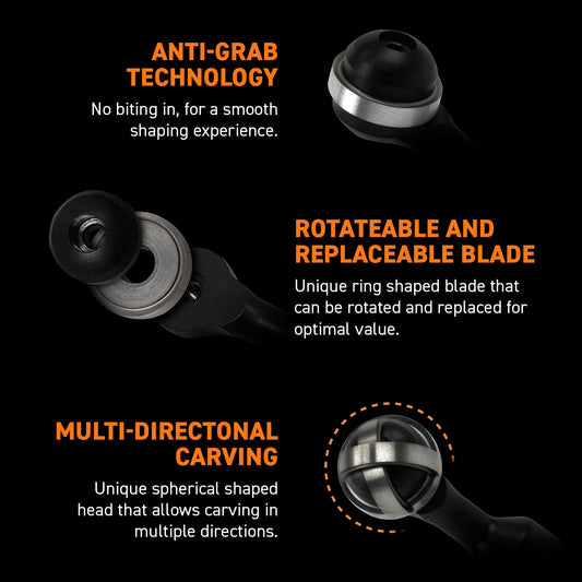 ARBORTECH Ball Gouge | Ø 30 mm Spherical Shaped Wood Gouge Power Carving Attachment for Angle Grinder | BAL.FG.2000