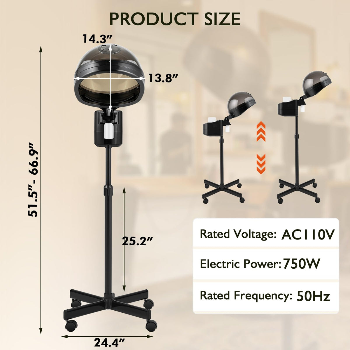 Artist hand Professional Hair Steamer for Deep Conditioning, Standing Hair Steamer with Timer, Adjustable Height Steamer for Hair Beauty Salon Home Use