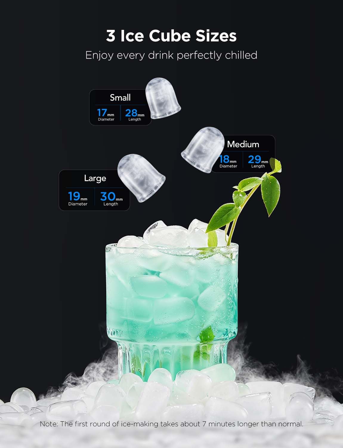 GoveeLife Smart Ice Maker, 9 Ice Cubes in 6 Mins 3 Sizes, 26lbs/Day, Silver Countertop Ice Maker with App & Voice Control, Self Cleaning, RGB Lights, Portable Ice Machine with Scoop for Kitchen, Party