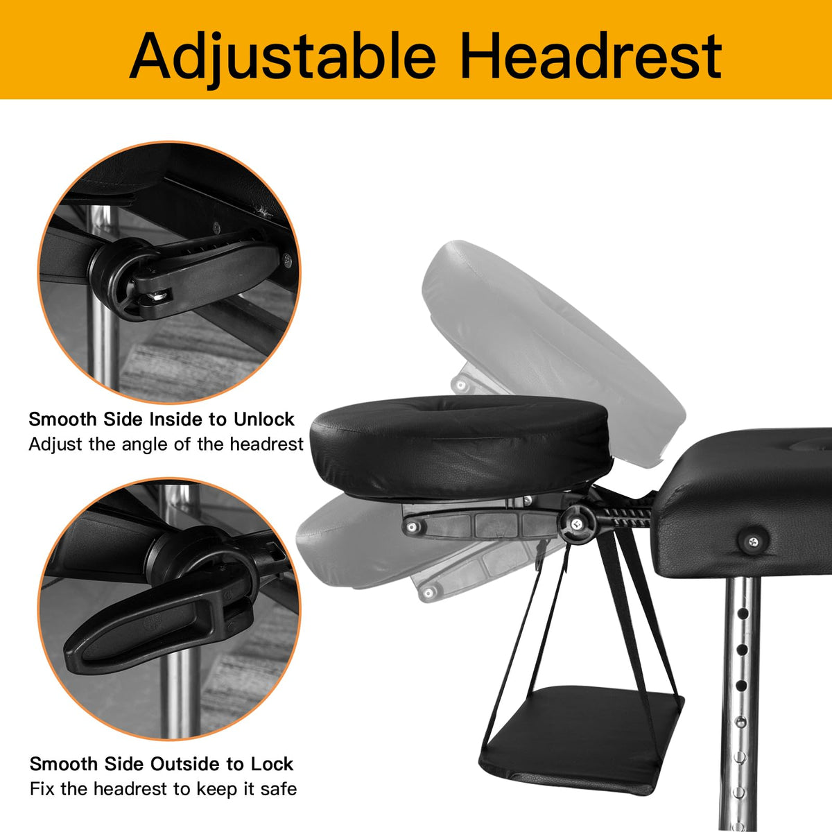 Massage Tables Portable 24" Wide Adjustable Folding Massage Bed, Lightweight Aluminum Esthetician Bed, Tattoo Chair for Client,Tattoo Table for Spa and Beauty Professionals (Black)