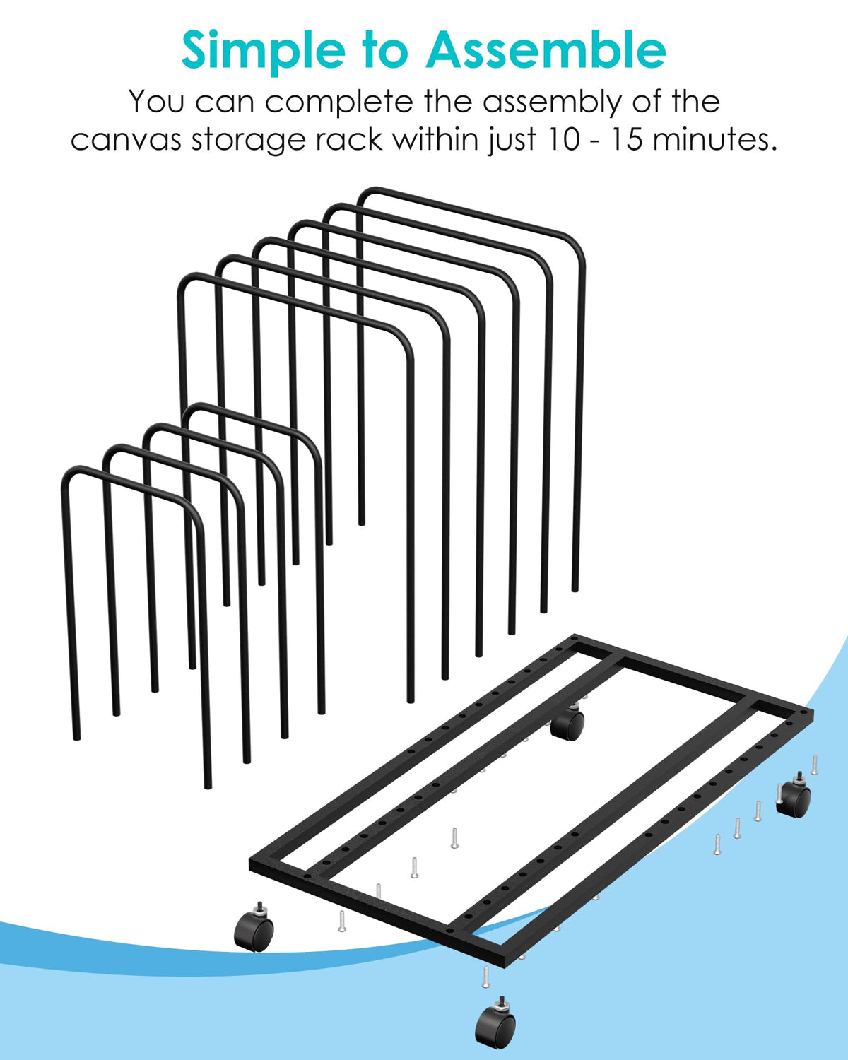Art Canvas Storage Rack, Adjustable Art Storage Rack, Art Drying Rack Metal Storage Stand, Art Print Display Rack With Wheels for Large Canvas Boards, Panel, Crafts Drying & Print Racks