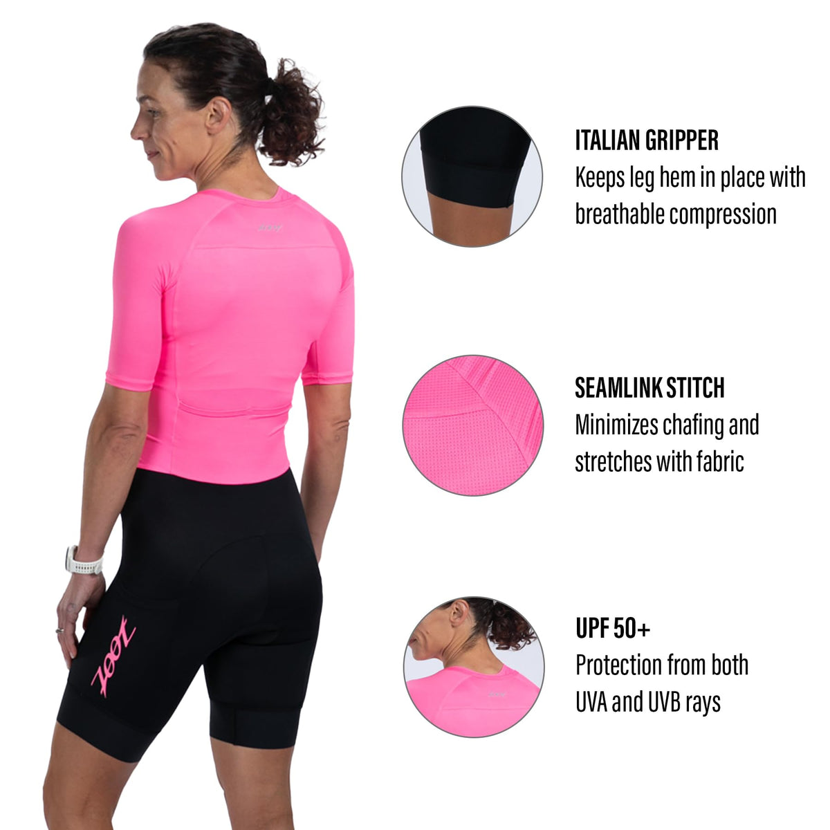 Zoot Women's Core Tri Aero Full-Zip Racesuit Short Sleeve Moisture-Wicking Triathlon Suit; Plush Chamois & Race Day Storage