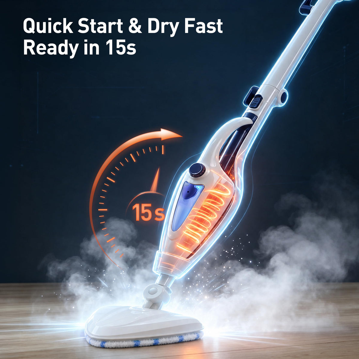 12-in-1 Steam Mop, 1500W Multifunction Detachable Handheld Steam Cleaner Fast 15s Heat-Up, 2 Dirt Grip Pads, Removes 99.99% Stubborn Stains for Hardwood Floors, Windows, Tiles, Furniture, Bl0920new