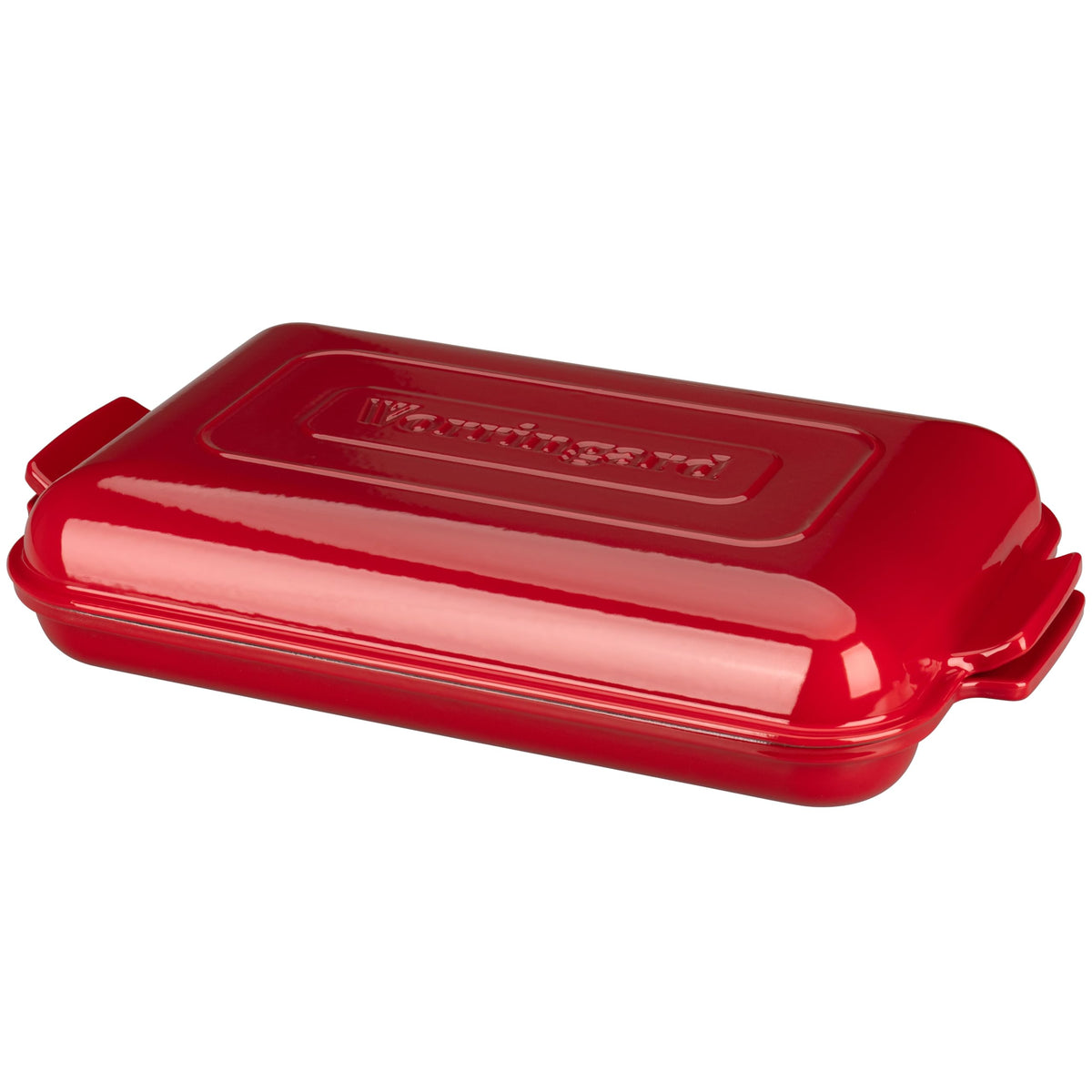 VORRINGARD Enameled Cast Iron Baguette Bread Baker with Lid, French Bread Baking Pan for Artisan Homemade Baguettes, Crispy Crust Bread Oven for Sourdough & Bakery Style Baking, 3-Slot, Red