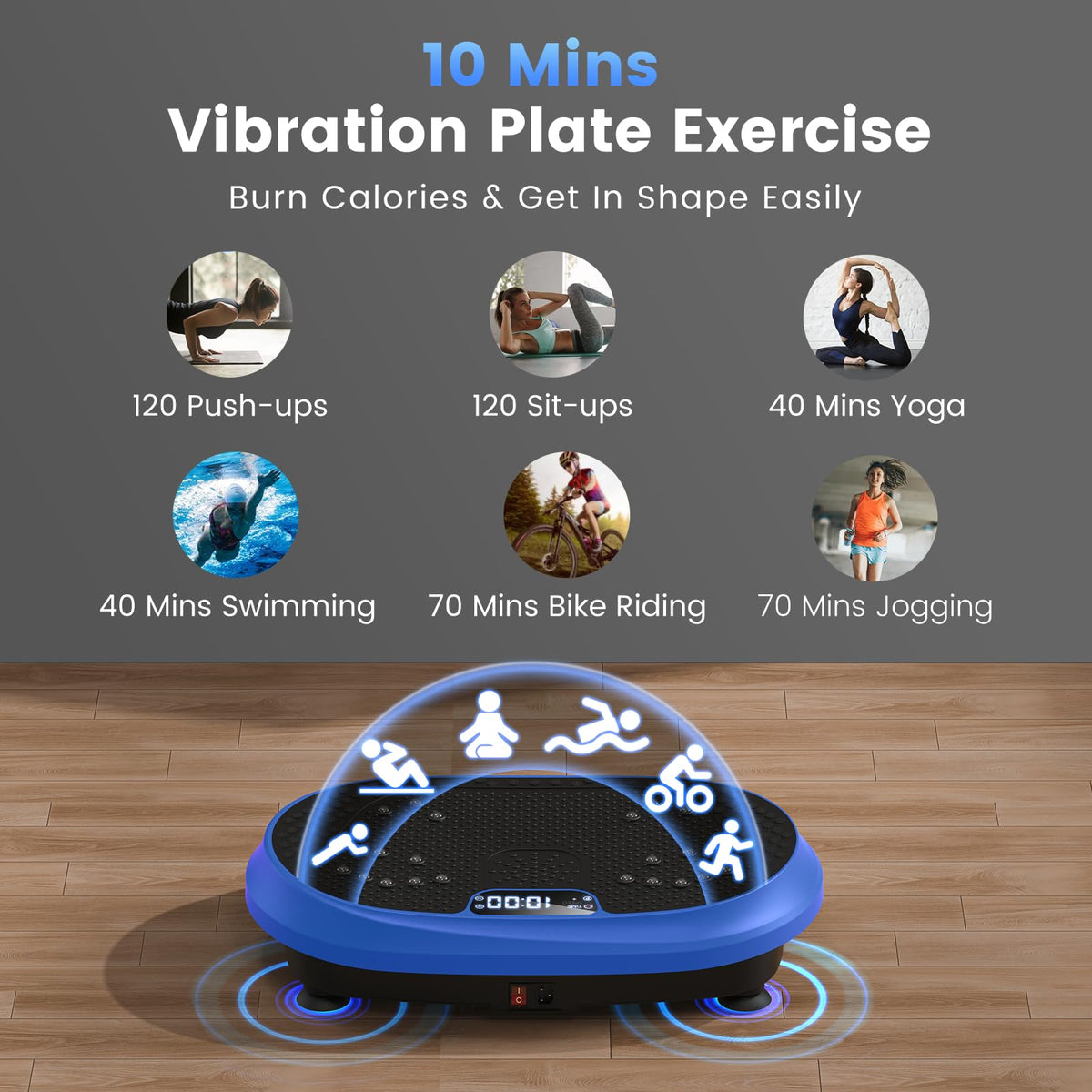 HVX Vibration Plate Exercise Machine 450 lbs Capacity Lymphatic Drainage Vibrating Fitness Platform Full Body Shaker Workout Equipment Vibration Platform Machine Shaping Vibrate Board for Home Sport