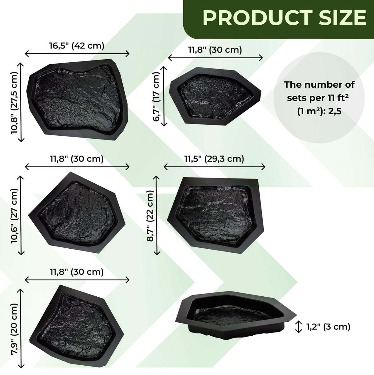 6 pcs Flagstone Molds ABS 2mm Cement Mold - Paver Mold Reusable - Casting Pathmaker Garden Pathmate Pavement Precast Concrete Molds and Forms Walkway