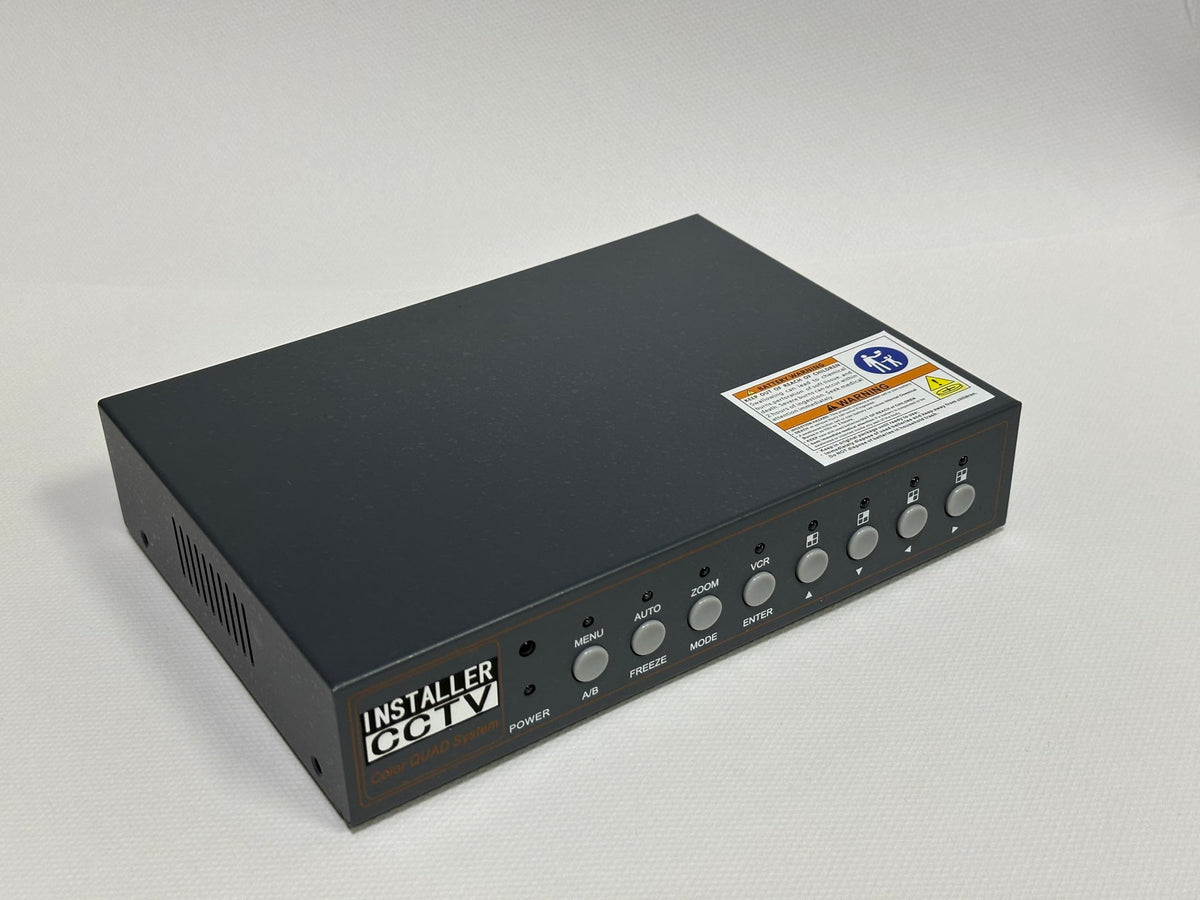 Installer CCTV 4CH Video Color Quad Multiplexer with Loopout, Remote Control and Free 1 Amp Power Adapter