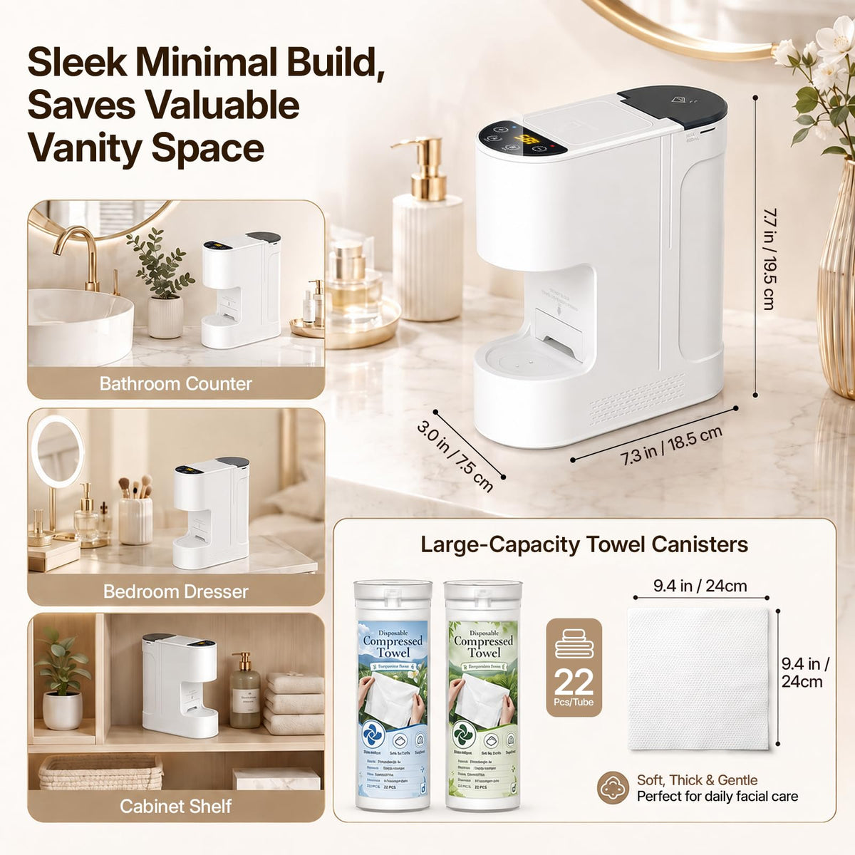 Towel Warmer for Bathroom & Spa,BEQOOL Hot Face Towel Dispenser Machine 5-Second Fast Heating Portable Mini Towel Heater for Esthetician, Facial Care, Home & Travel