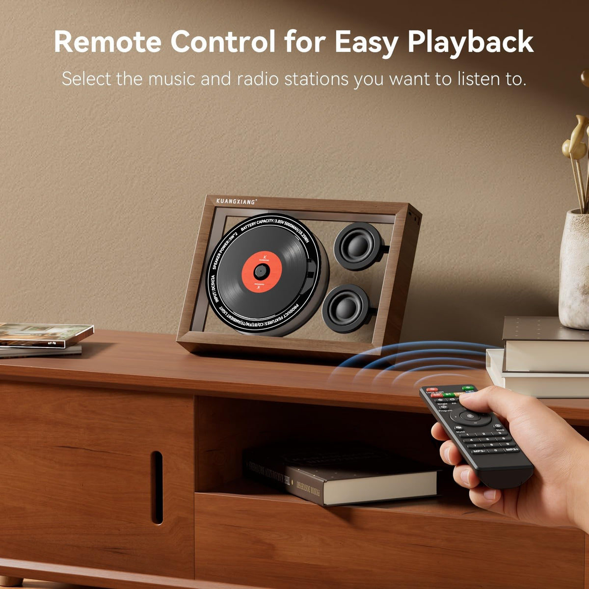 Retro CD Player Bluetooth 5.4 Speaker for Home Office Wall & Desktop Mount FM Radio, Gifts for Men, TF Card Support, 5000mAh Battery, LED Night Light, Built-in Mic, Remote Control, Dual Speakers