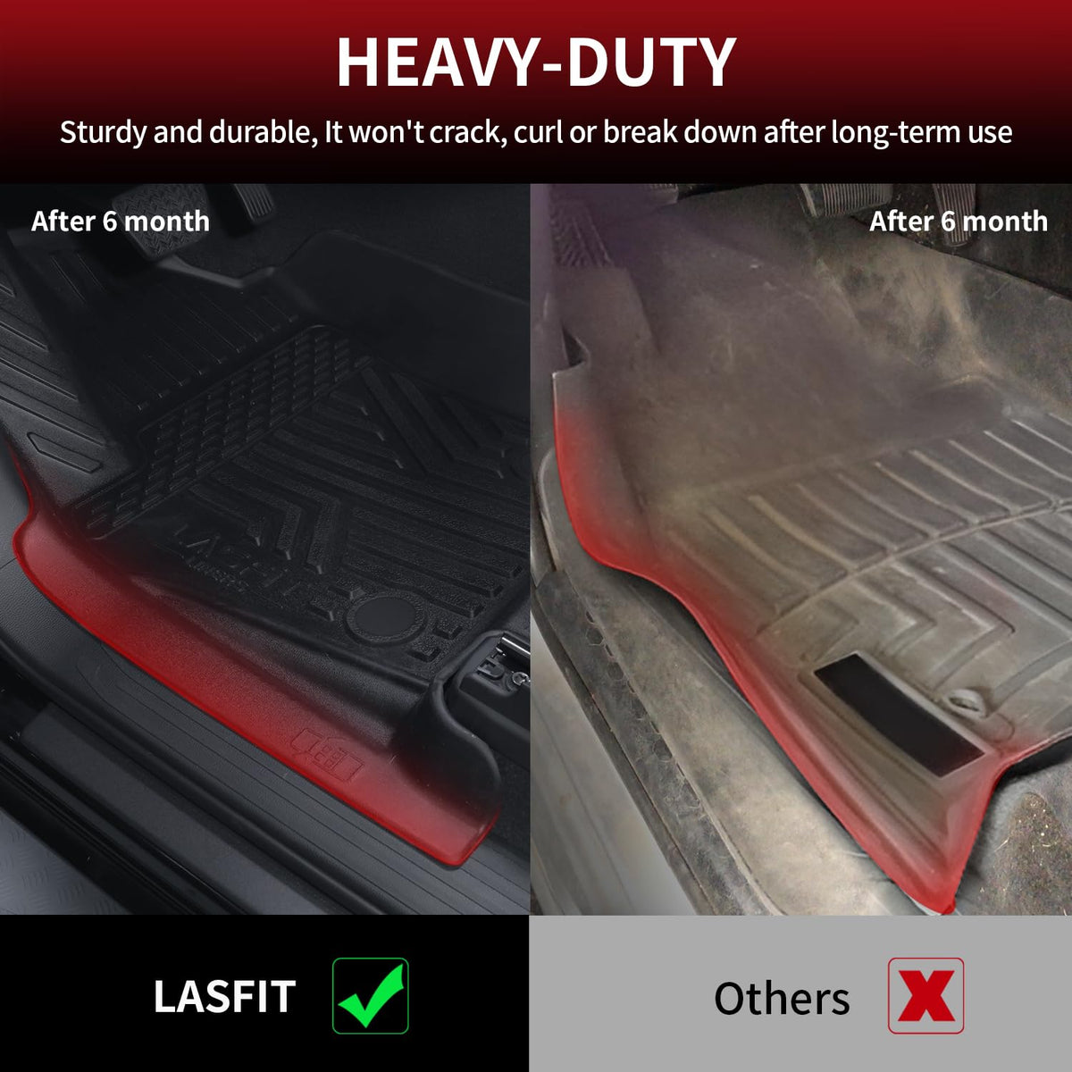 LASFIT Floor Mats for Toyota Tacoma 2024 2025 2026 Double Cab Auto Tran Gas Not Fit Hybrid, All Weather Custom Fit Anti-Slip TPE Floor Liners Accessories for Tacoma TRD/SR/SR5/limited, 1st & 2nd Row