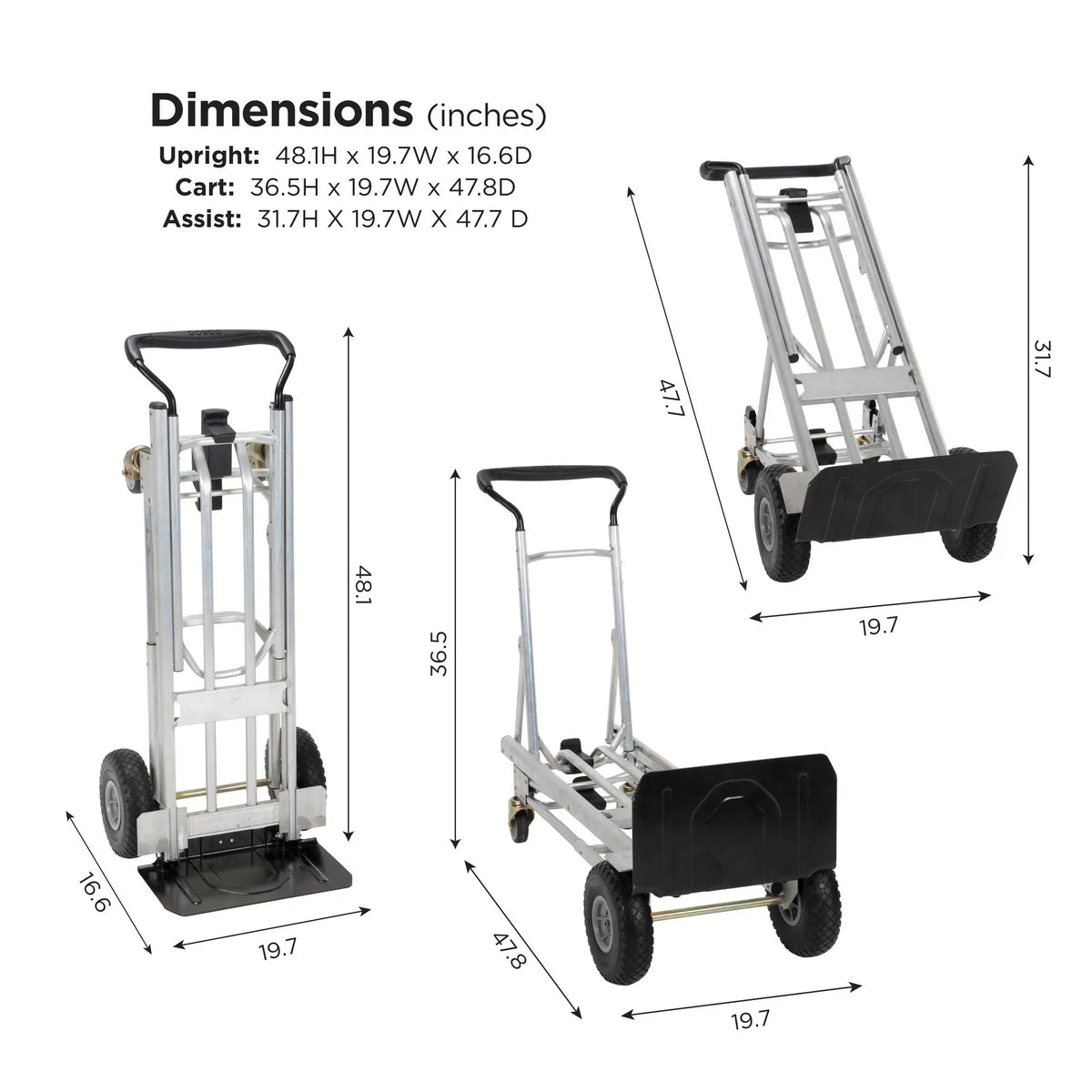 2026 4-in-1 Folding Utility Cart with Puncture-Proof Wheels