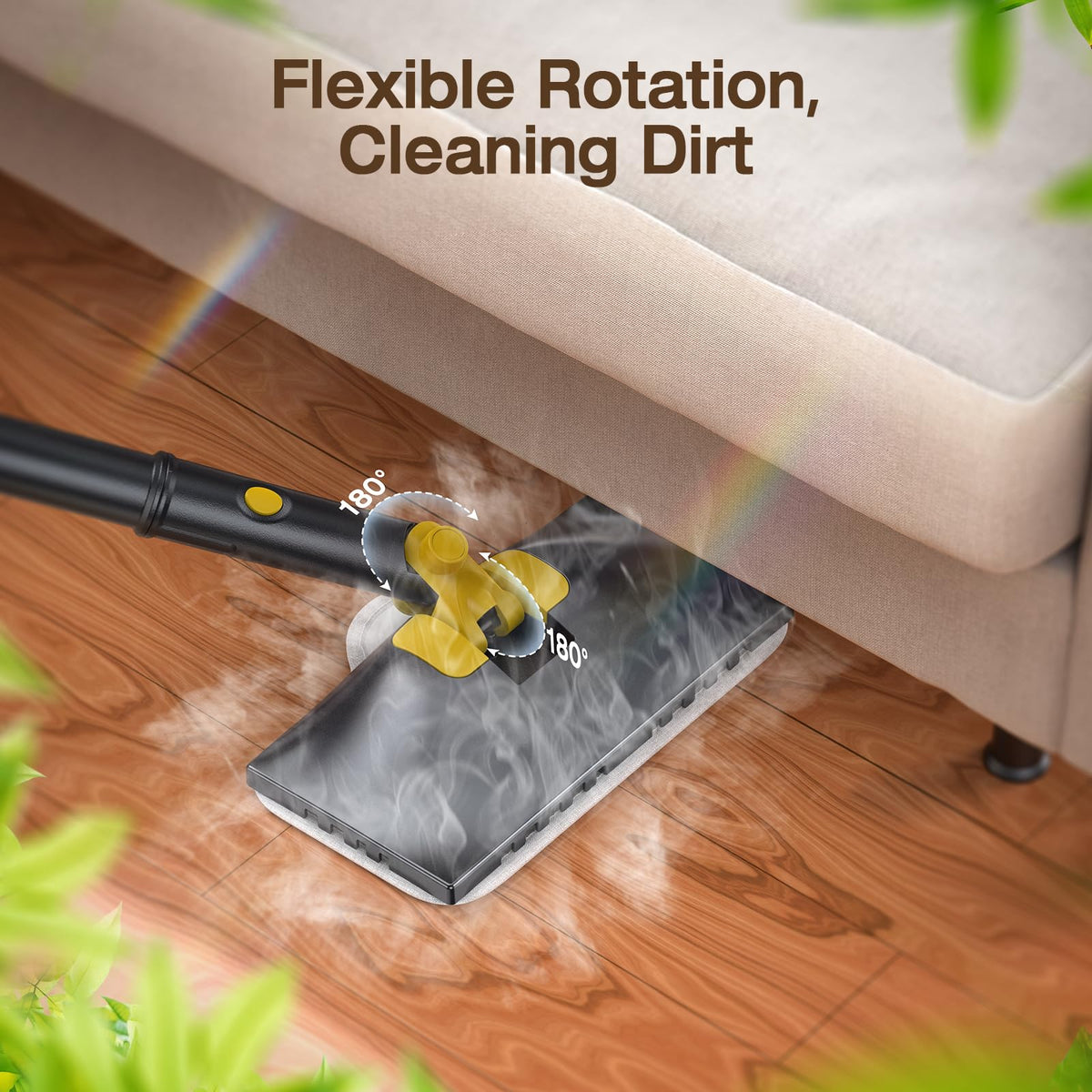 10-in-1 Steam Cleaner, Detachable Handheld Steam Mop for Multi-Surface Quick 10s Heat, 350ml Water Tank and 2-Level Steamer for Cleaning Floor, Window, Carpet, BBQ Grill, Tile, Sofa, Car and Grout