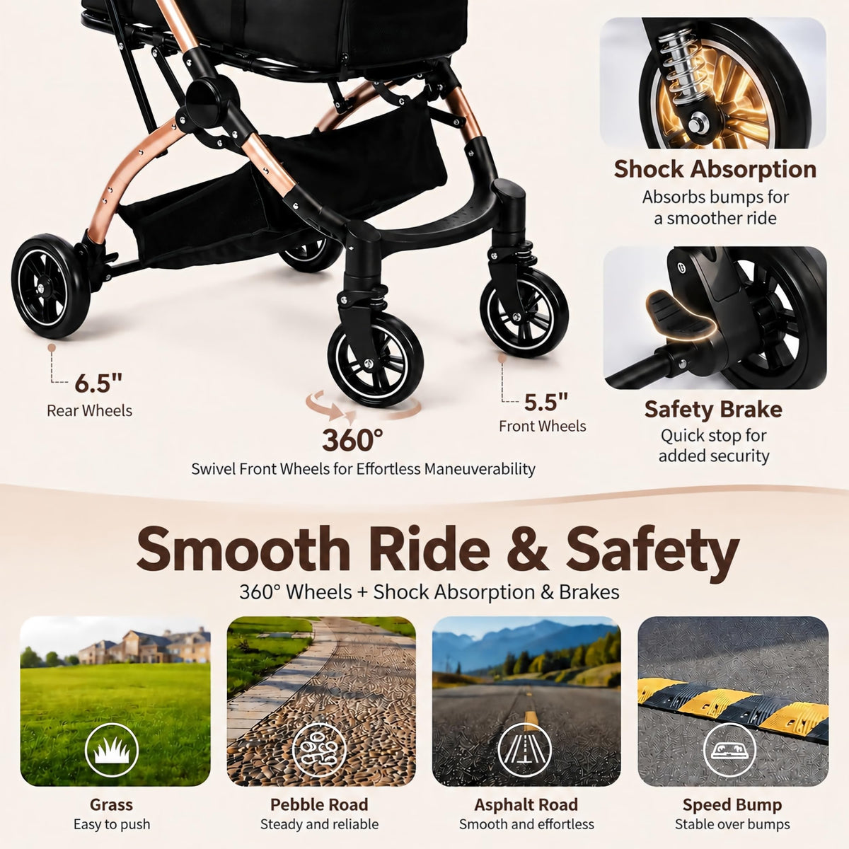 Dog Strollers for Small Dogs and Cats, 3-in-1 Pet Stroller with Removable Carrier, 4 Wheels One-Hand Fold Travel Carriage with Storage, Cup Holder and Car Seat, Black