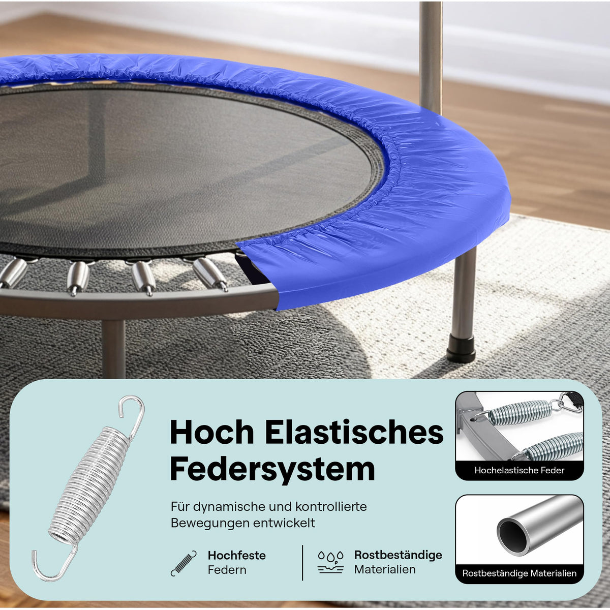 SereneLife 40" Foldable Mini Trampoline for Adults - Compact Fitness Rebounder with Adjustable Foam Handle, Exercise Trampoline with Max Load 330lbs, Indoor/Garden Whole-Body Workout
