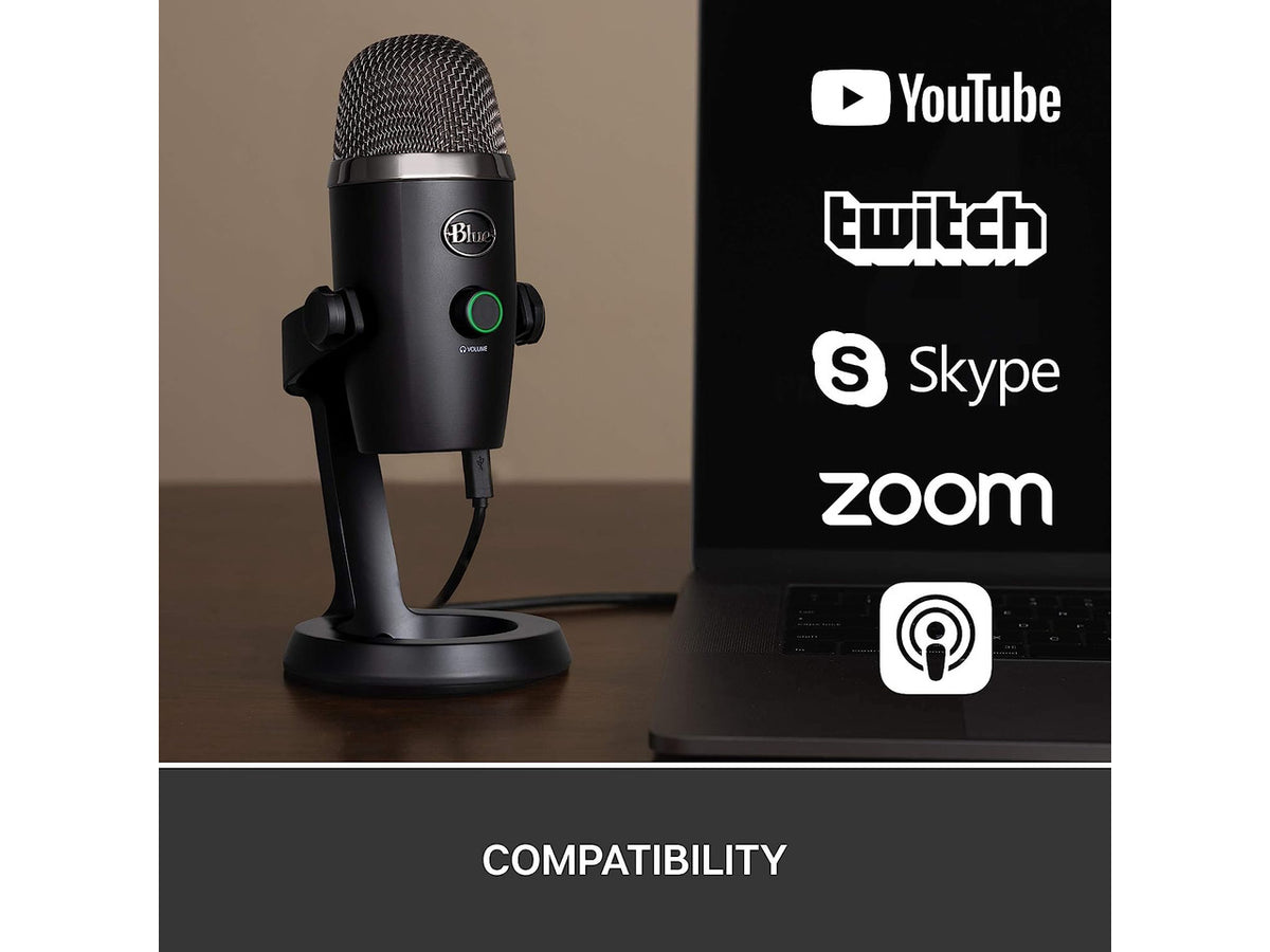Blue Yeti Nano Premium USB Microphone for PC, Mac, Gaming, Recording, Streaming, Podcasting, Condenser Mic with Blue VO!CE Effects, Cardioid and Omni, No-Latency Monitoring - Blackout