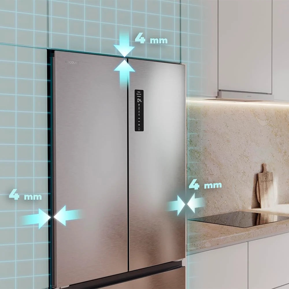 2026 Cecotec Fridge French door of 4 Doors Semi-Integrable 458L Total No Frost Bolero CoolMarket F2D 458 SBI Stainless E, Hei