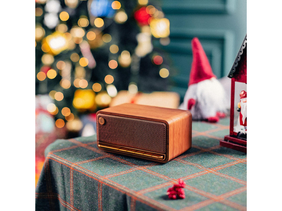 Edifier MP230 Portable Bluetooth Speaker, Wireless Speaker with Stereo Sound for Outdoor Travel, 10-Hour Playtime, Supports USB Soundcard/Micro SD, 20W RMS - Classic Wooden