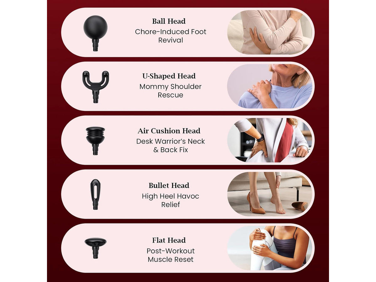 Bob and Brad Q2 Mini Deep Tissue Portable Percussion Muscle Massage Gun with Carry Case for On The Go Usage Red