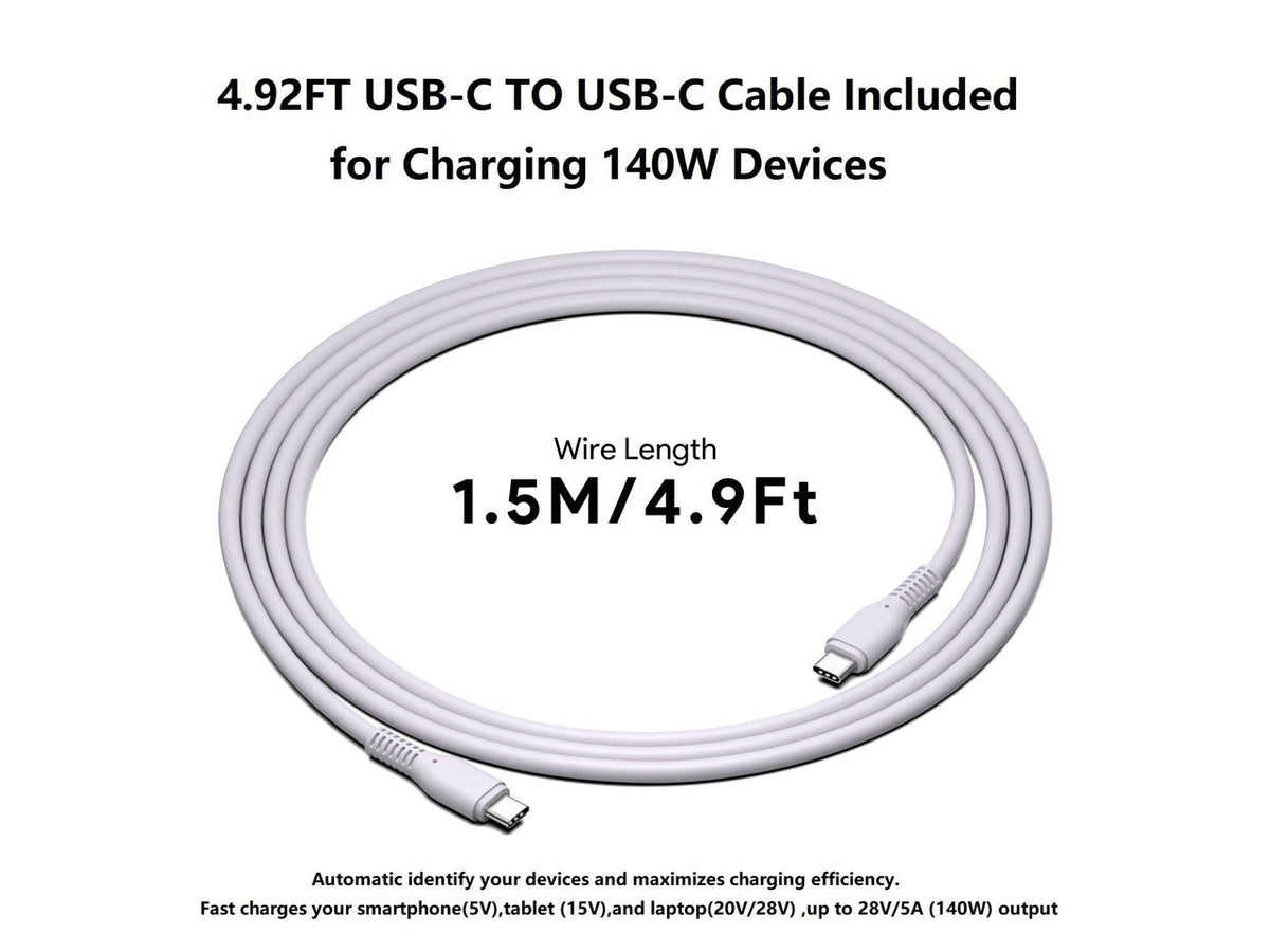 140W 135W 130W 100W 95W 90W USB-C Laptop Car Charger PD3.1 12V-24V DC Adapter for MacBook Pro 16" /MacBook Air,Dell XPS/Latitude/Precision/Chromebook,Lenovo,HP,Asus,Toshiba/Steam Deck/Tablet/Phone