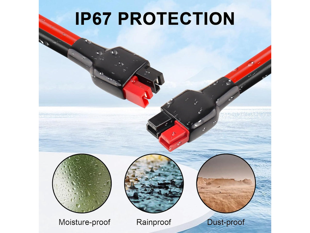 10AWG 25FT Anderson Extension Cable Solar Extension with Anderson Connector for Portable Power Station, Solar Panel & Generator