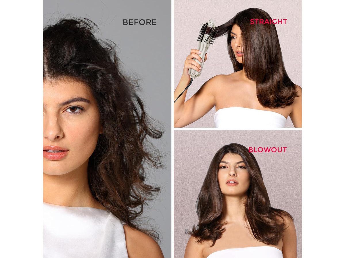2.0 Hair Blow Dryer Brush - Blowout Hot Air Brush, One Step Volumizer, Upgraded 2 Inch Oval Barrel Roller Curling Styler, 3X Faster Drying, 0.6 lb Lightweight, Straightener Curling in One, Gold