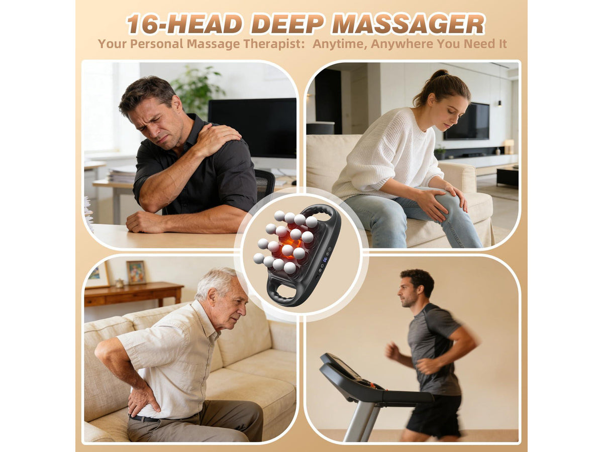16 Head Deep Tissue Massage Gun, Percussion Muscle Massager with 3 Modes & 30 Intensities, Ultra-Quiet Massage Gun for Back,Shoulders, Legs, Foot, Muscle Pain Relief, Ideal Gift for Men Women