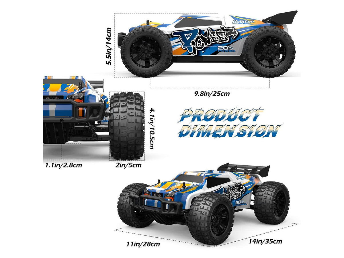 1:10 Large High Speed Remote Control Car with LED Shell Lights, 48+ KM/H, 4WD Offroad Monster Truck for Adults & Kids, Hobby RC Truck Vehicle, 2 Battery Crawler Toy Gift for Boy