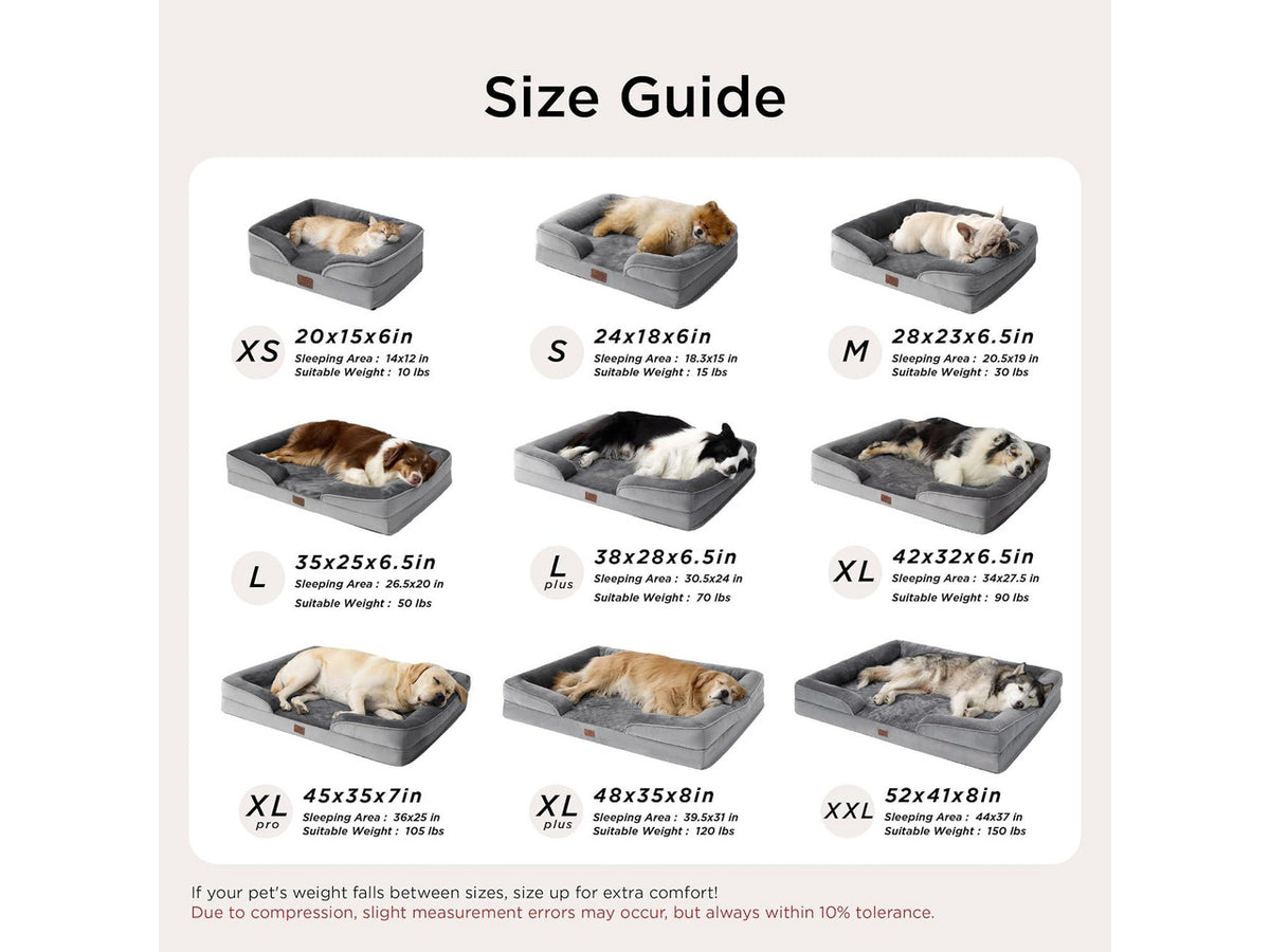 Self Warming Orthopedic Dogs Bed for Small Dogs - Washable Small Dog Bed Waterproof, Comfort Pet Couch with Removable Cover, Pets Sofa with Nonskid Bottom, Brown, Non-Electric