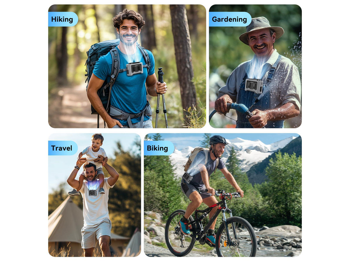 14500mAh Portable Waist Fan, Strong Wind Power for Full Body Cooling Shirt Fan, 5 Speed Wearable Belt Clip on Fans, Battery Operated Personal Neck Fans for Outdoor Work Camping Travel