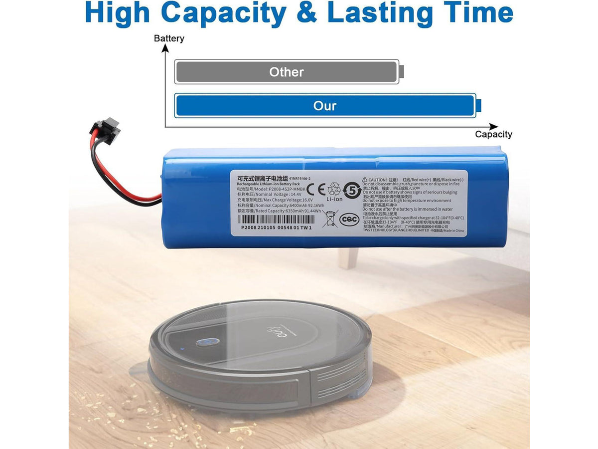 14.4V 92.16Wh 6400mAh PA61 Compatible for RoboVac X8,T226X,RoboVac X8 Pro, Pro SES,Hybrid White Robot Vacuum Cleaner