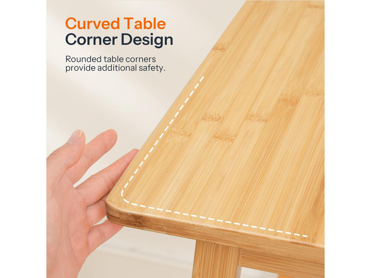 Bamboo Dining Table, Square Dining Table for 2, 27.6" Kitchen Table for Small Space, Writing Table, Easy to Assemble, for Dining Room, Living Room, Office, Kitchen, Natural YL70CZ01G1