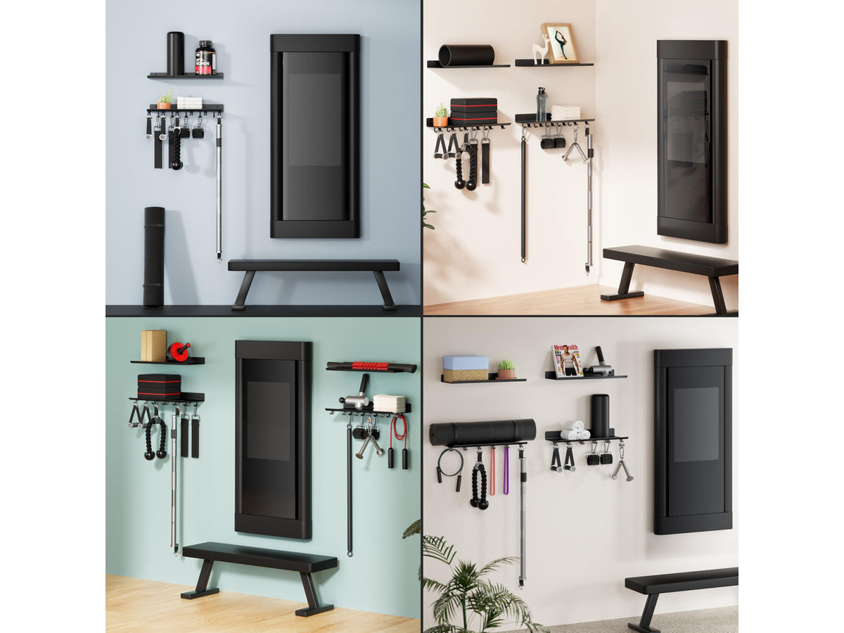 2-Tier Floating Shelf Compatible with Tonal 1 & 2 Accessories | Home Gym Storage Rack, Wall Mount Gym Organizer, Workout Metal Holder, T-Bracket Lock Adapters Hanger, US Patent Holding