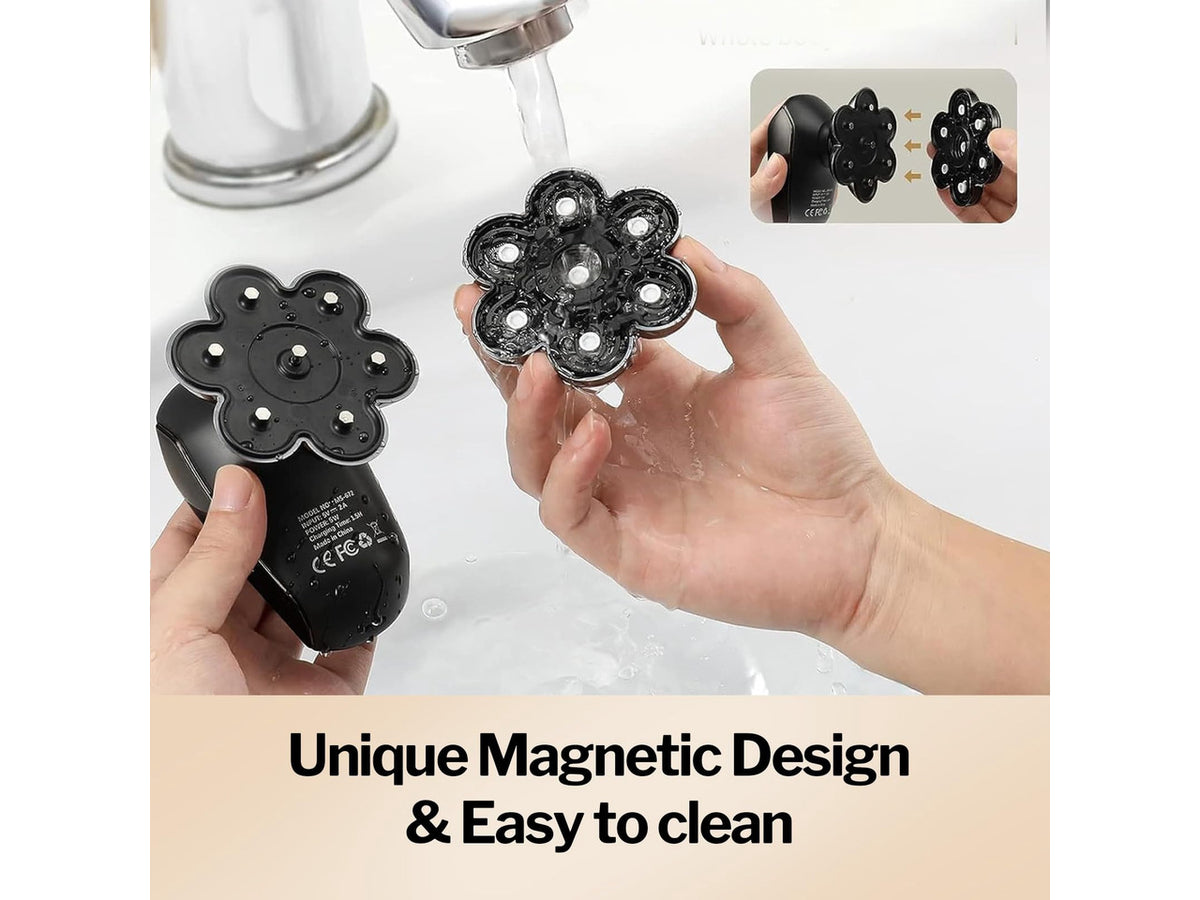 5-in-1 Electric Razor with 7D Floating Blades - IPX7 Waterproof Grooming Kit, Detachable Magnetic Head, 90-Min Wet Dry