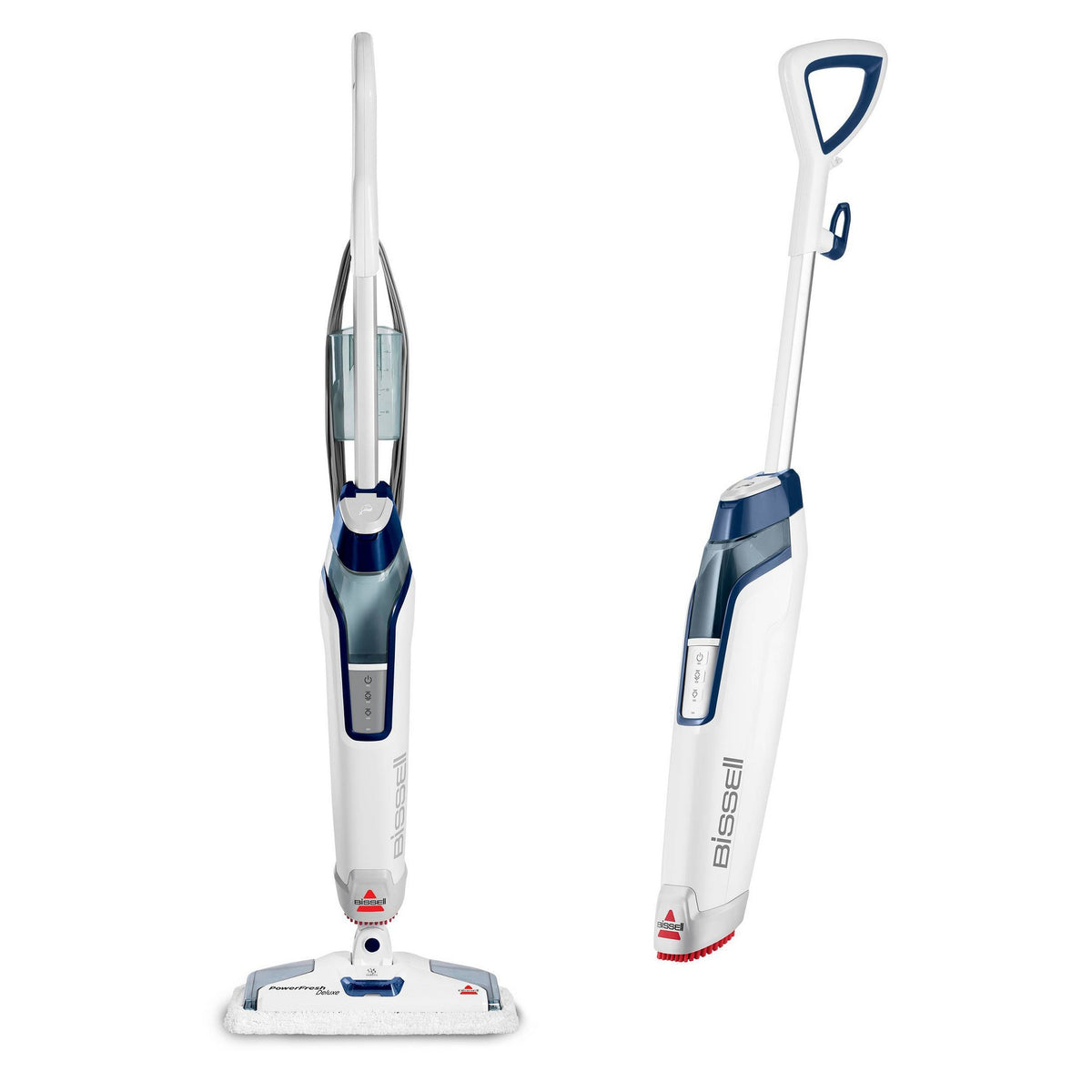 BISSELL PowerFresh Deluxe Steam Mop 1806 12" Cleaning Path Brite White/Sapphire Blue: Electric Floor Steamer, 1500W, 25ft Cord