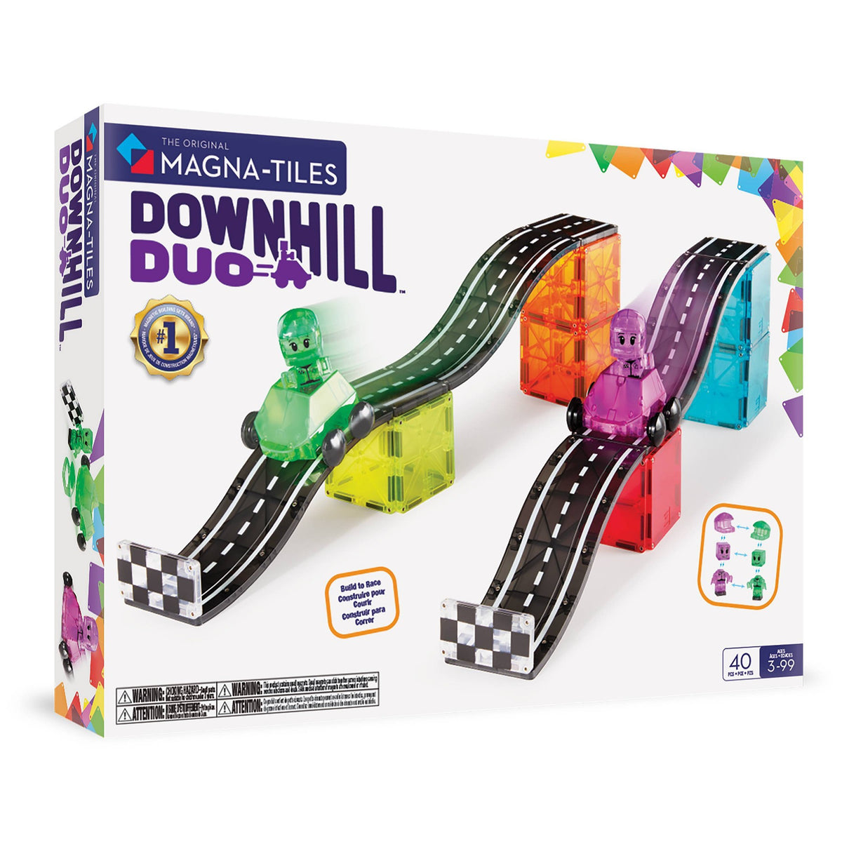 MAGNA-TILES Downhill Duo: Magnetic Building Sets for Creative Thinking & STEM Learning, 40 Pieces