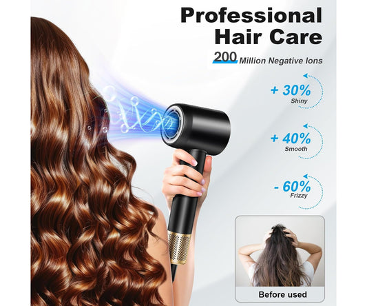SUGIFT Ionic Hair Dryer / Blow Dryer for Women – High-Speed Brushless Motor with Diffuser & Concentrator, LCD Display, Quiet, All Hair Types