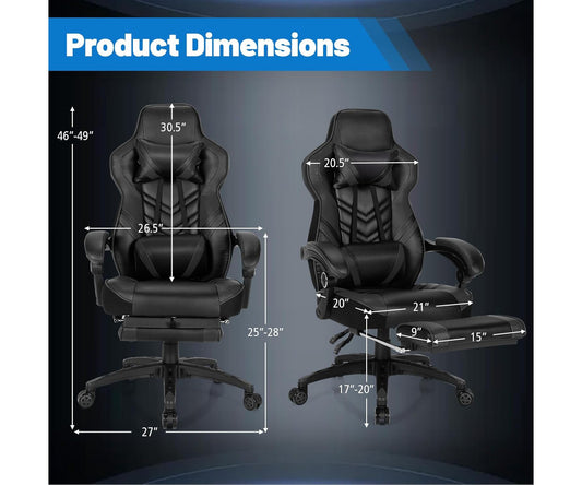 Costway Office Computer Desk Chair Gaming Chair Adjustable Swivel w/Footrest Black