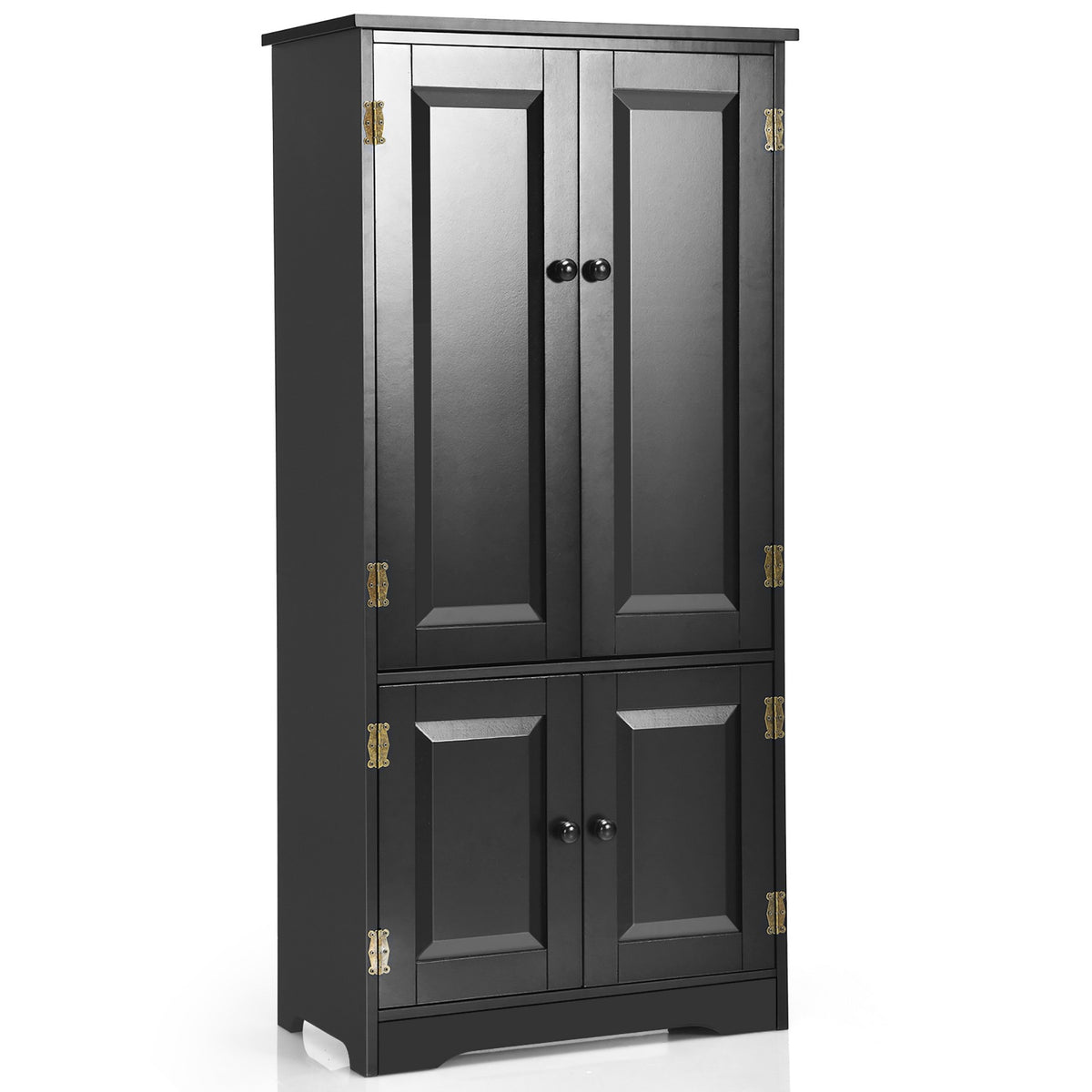 Costway Accent Floor Storage Cabinet W/ Adjustable Shelves Antique 2-Door Black